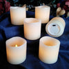 Image of Set of 6 Votive 2"x 2" Ivory Wax and Amber Yellow Flame Set of 6