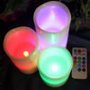 Image of Multi Color Flameless Wax Candles Set of 3 with Remote and Timer