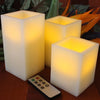 Image of Flameless Square Wax Candles with Remote and Timer Set of 3