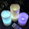 Image of Multi Color Flameless Wax Candles Set of 3 with Remote and Timer