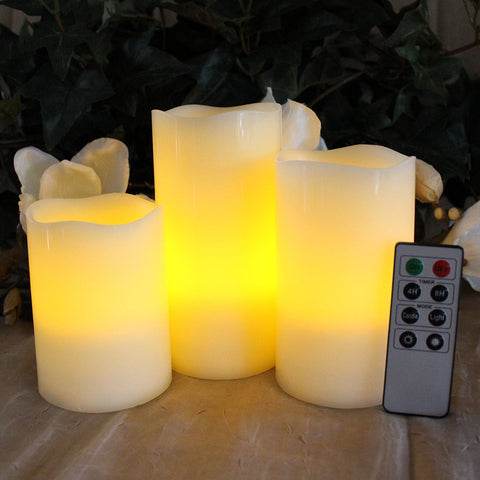 Flameless LED Candles with Remote and Timer Set of 3